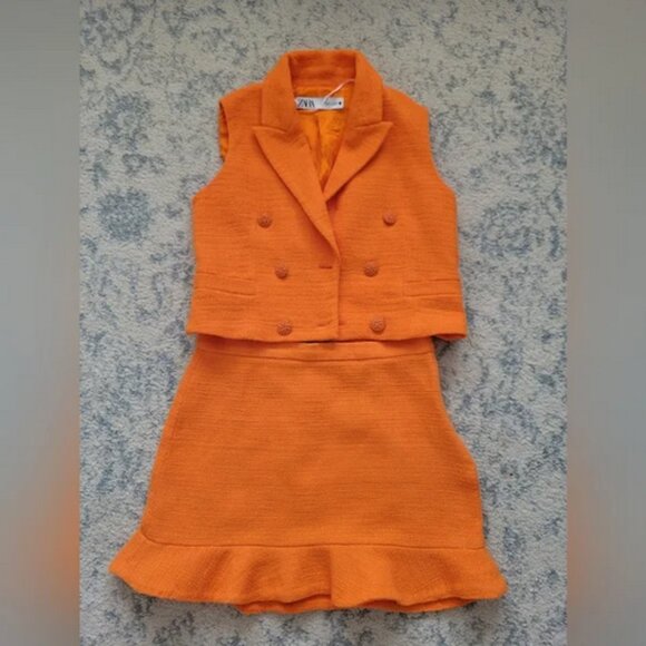 Zara Textured Tweed Skirt Set Size S - Picture 5 of 8